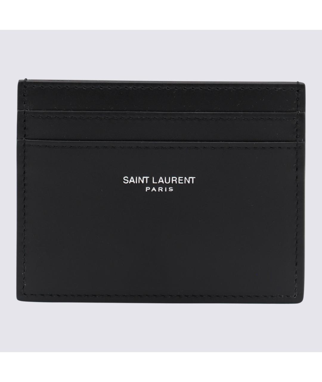SAINT LAURENT Черный кожаный кардхолдер, фото 3