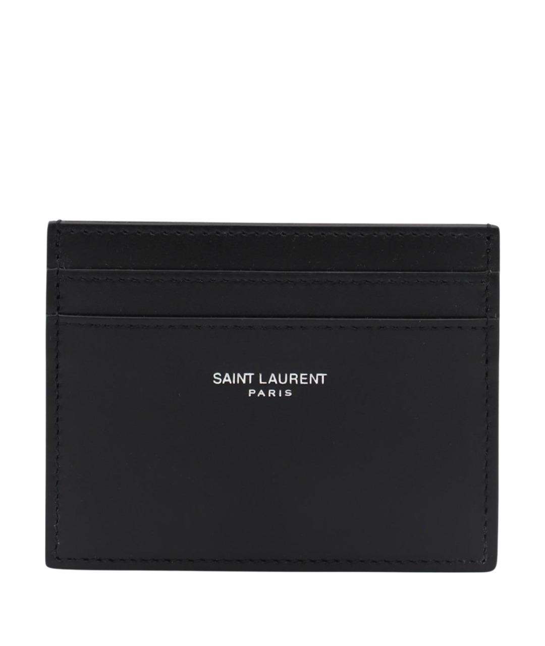 SAINT LAURENT Черный кожаный кардхолдер, фото 1