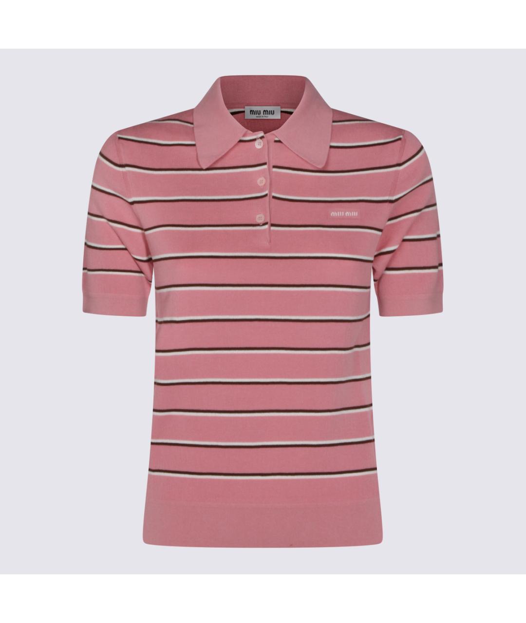 MIU MIU Розовая хлопко-эластановая футболка, фото 4