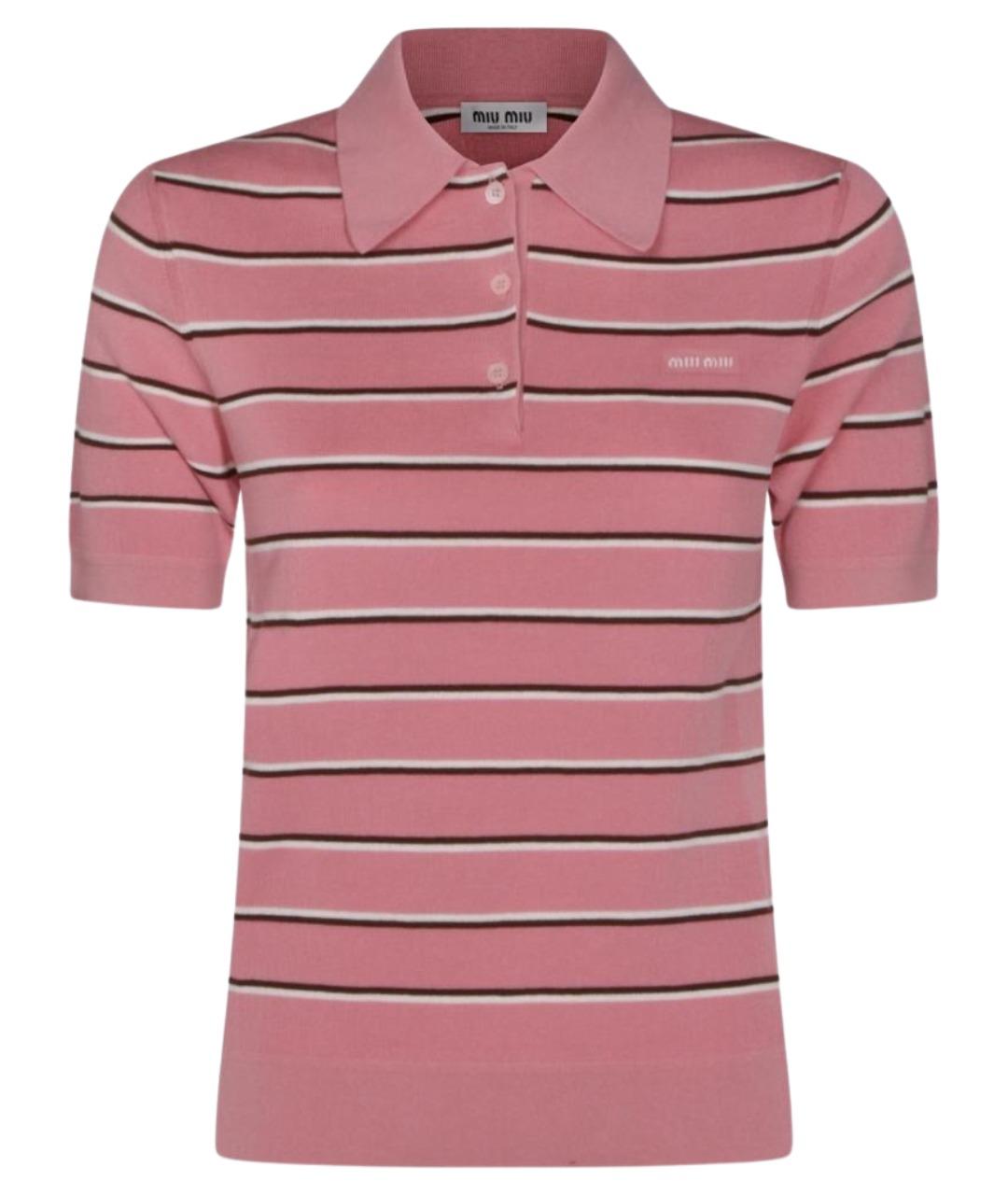 MIU MIU Розовая хлопко-эластановая футболка, фото 1