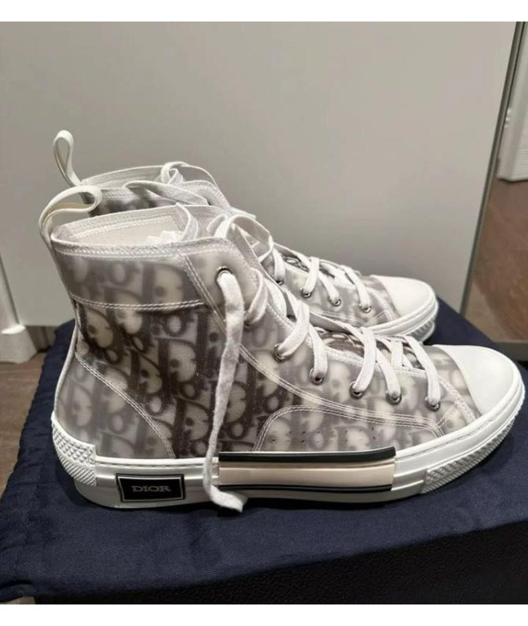 CHRISTIAN DIOR Белые текстильные высокие кроссовки / кеды, фото 5