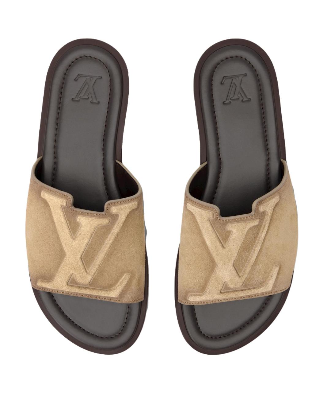 LOUIS VUITTON Бежевые шлепанцы, фото 4