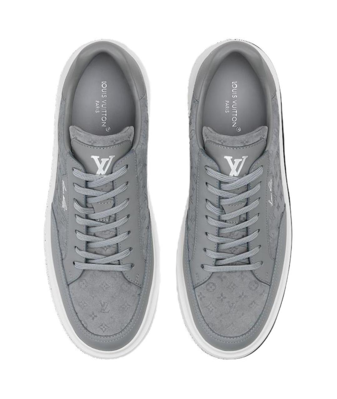 LOUIS VUITTON Серые кожаные низкие кроссовки / кеды, фото 4