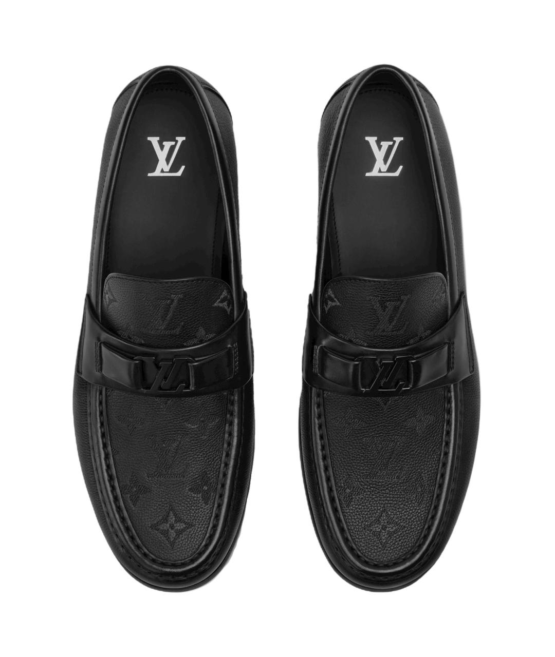LOUIS VUITTON Черные кожаные лоферы, фото 4
