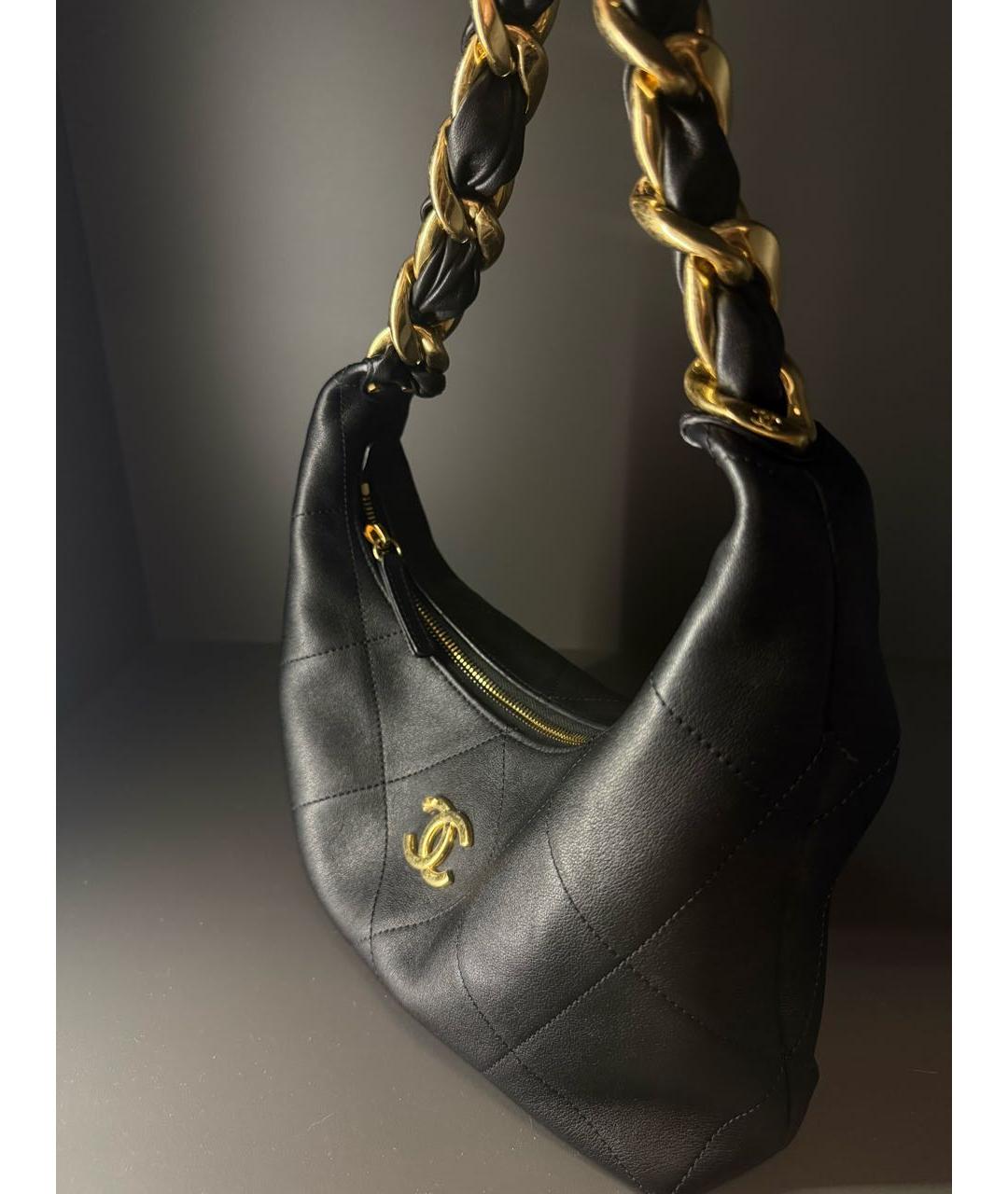 CHANEL Черная кожаная сумка с короткими ручками, фото 2