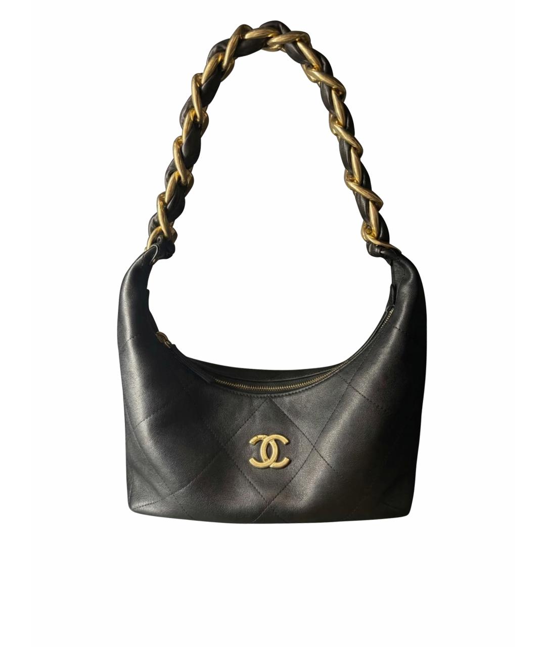 CHANEL Черная кожаная сумка с короткими ручками, фото 1