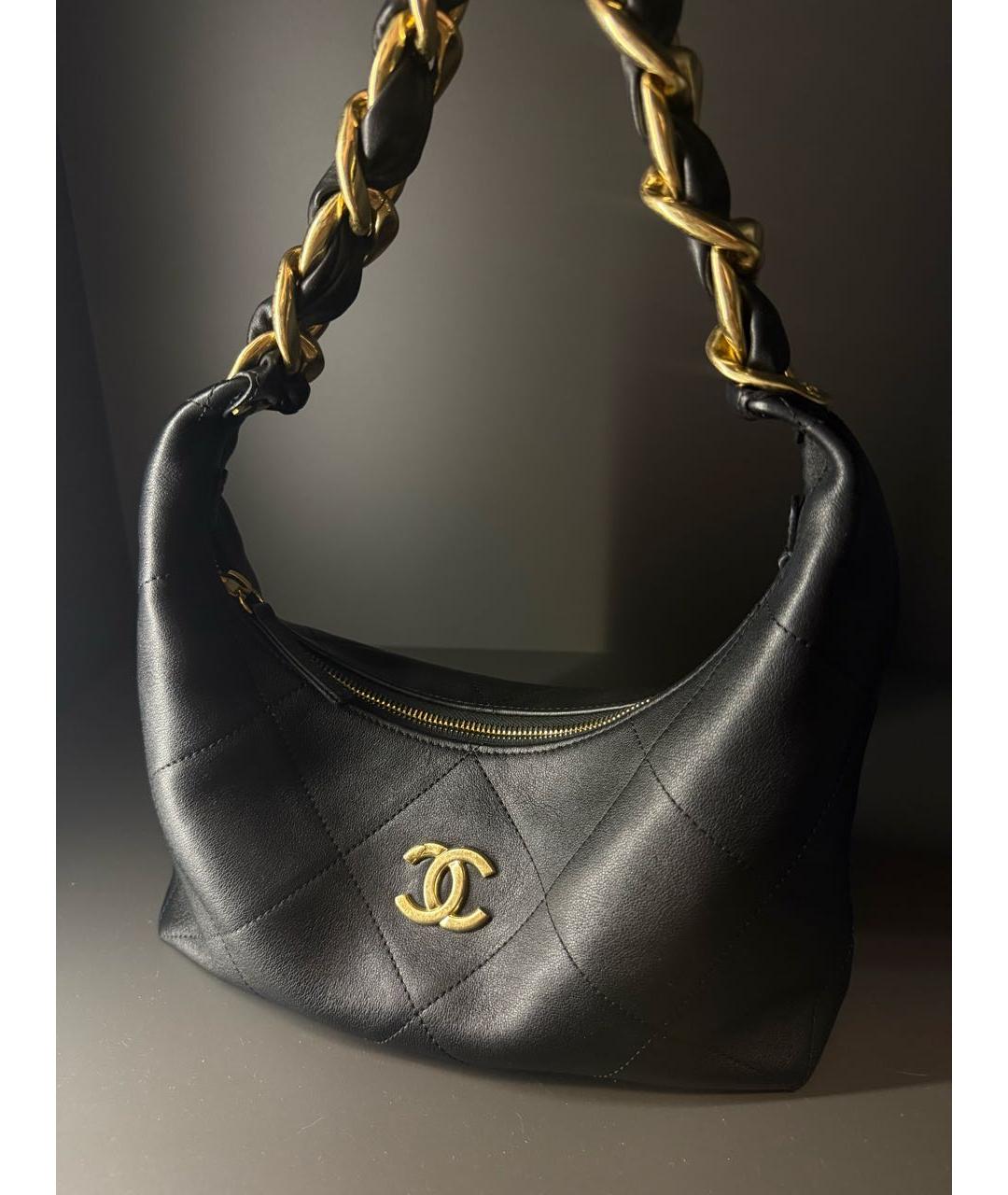 CHANEL Черная кожаная сумка с короткими ручками, фото 5