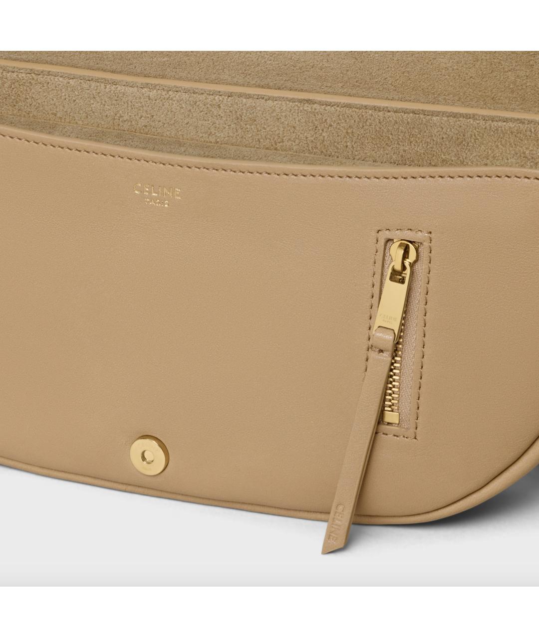 CELINE Бежевая кожаная сумка через плечо, фото 5