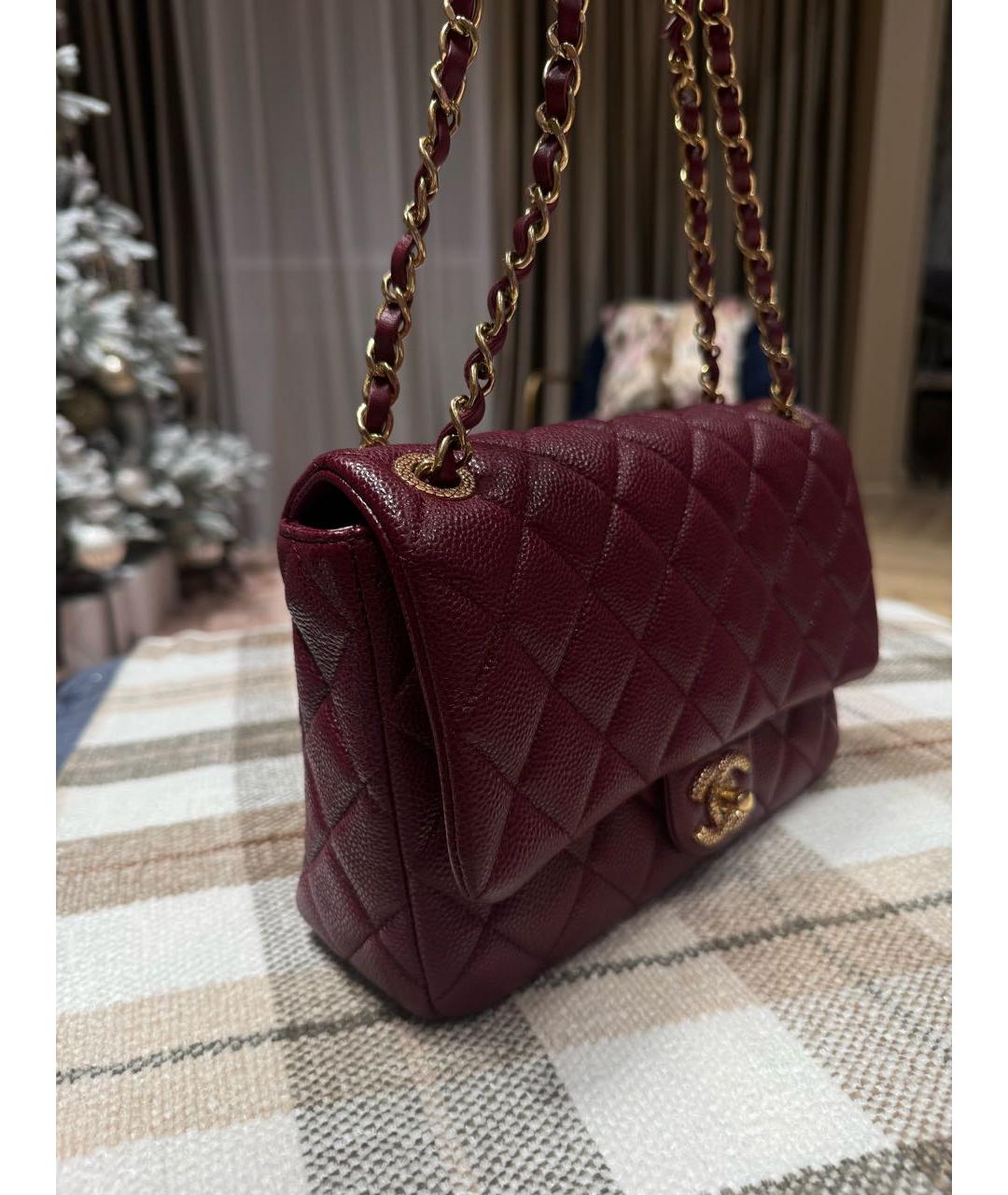 CHANEL Бордовая кожаная сумка через плечо, фото 2