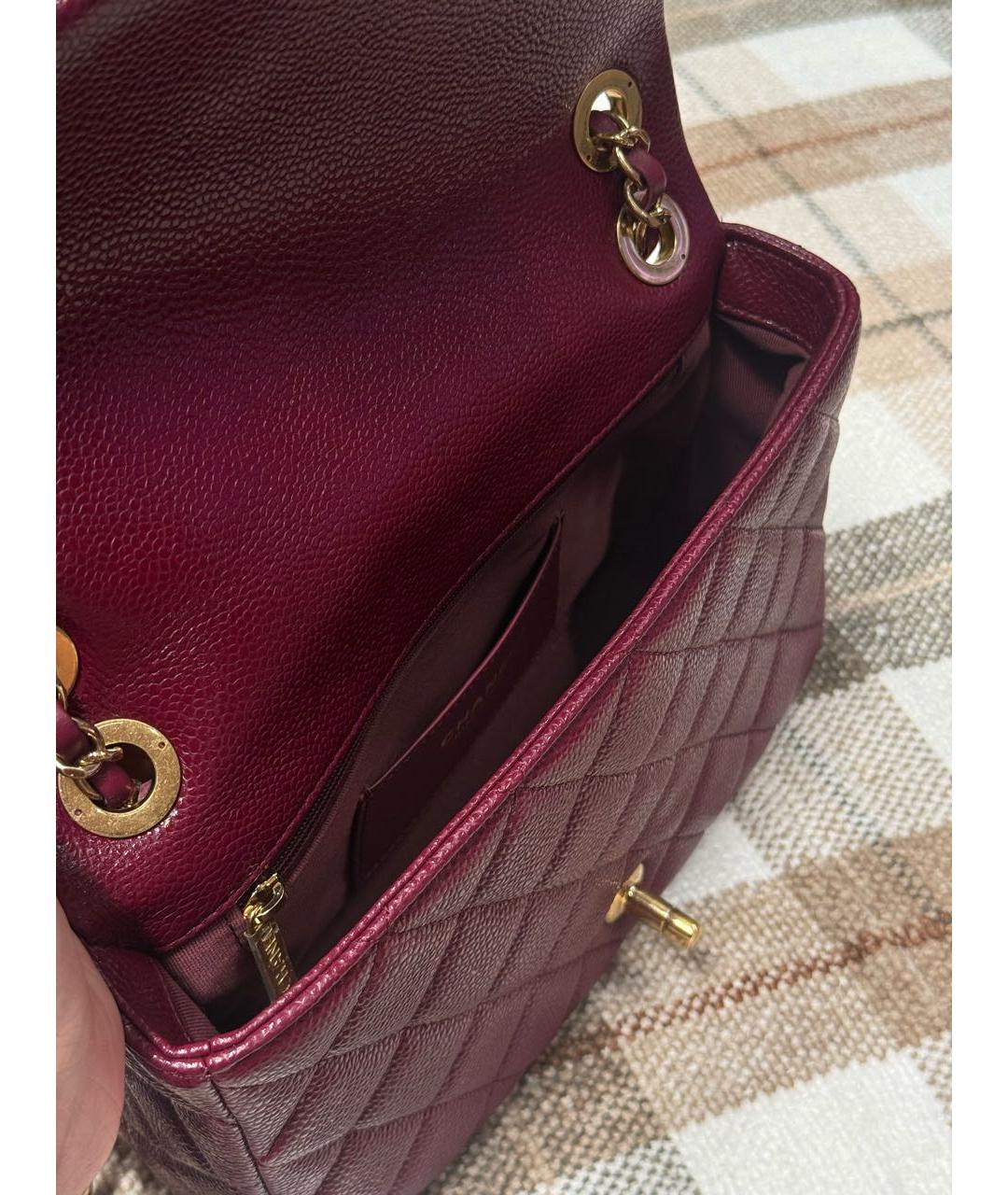 CHANEL Бордовая кожаная сумка через плечо, фото 4