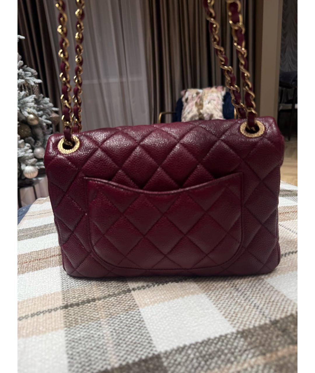 CHANEL Бордовая кожаная сумка через плечо, фото 3