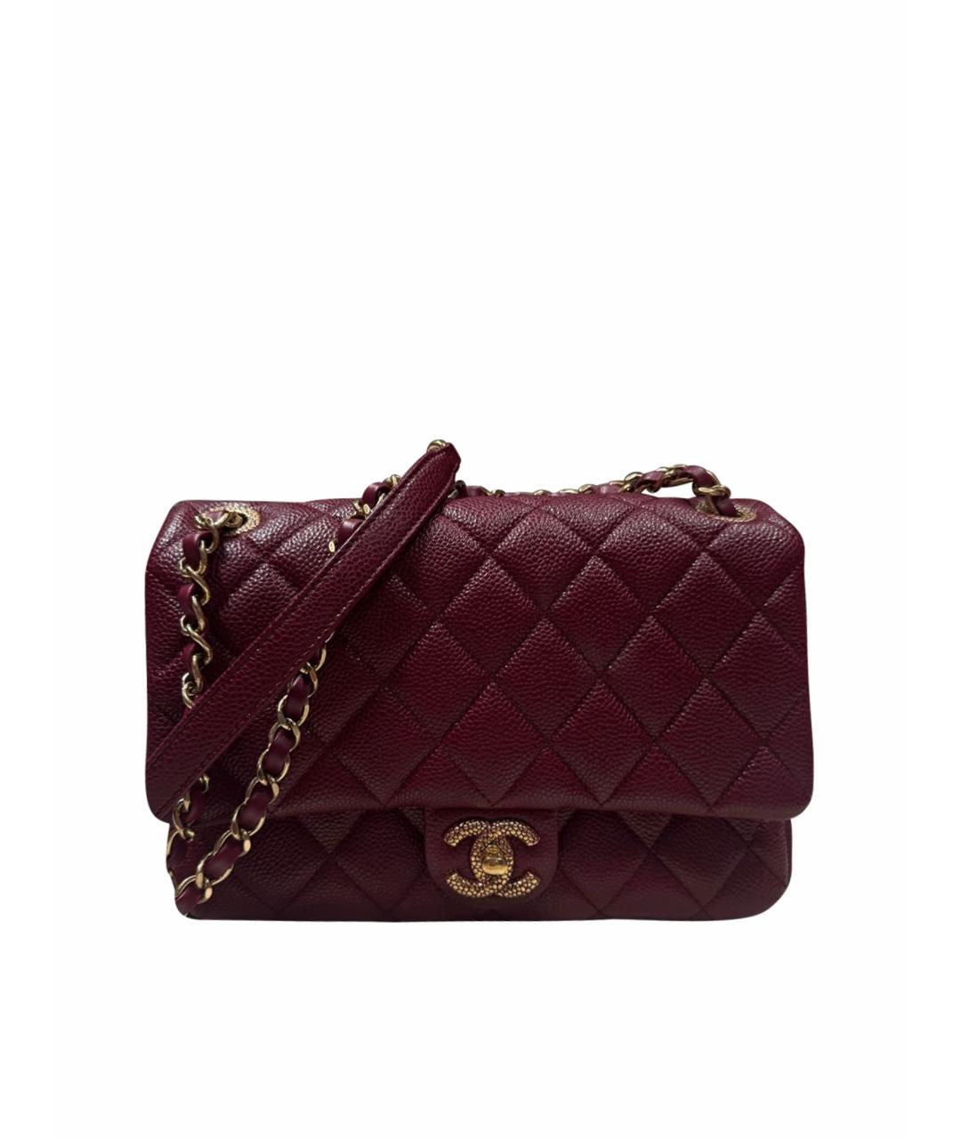 CHANEL Бордовая кожаная сумка через плечо, фото 1