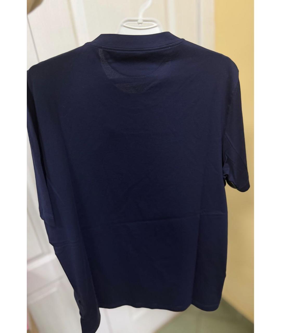 BRUNELLO CUCINELLI Темно-синяя хлопковая футболка, фото 4