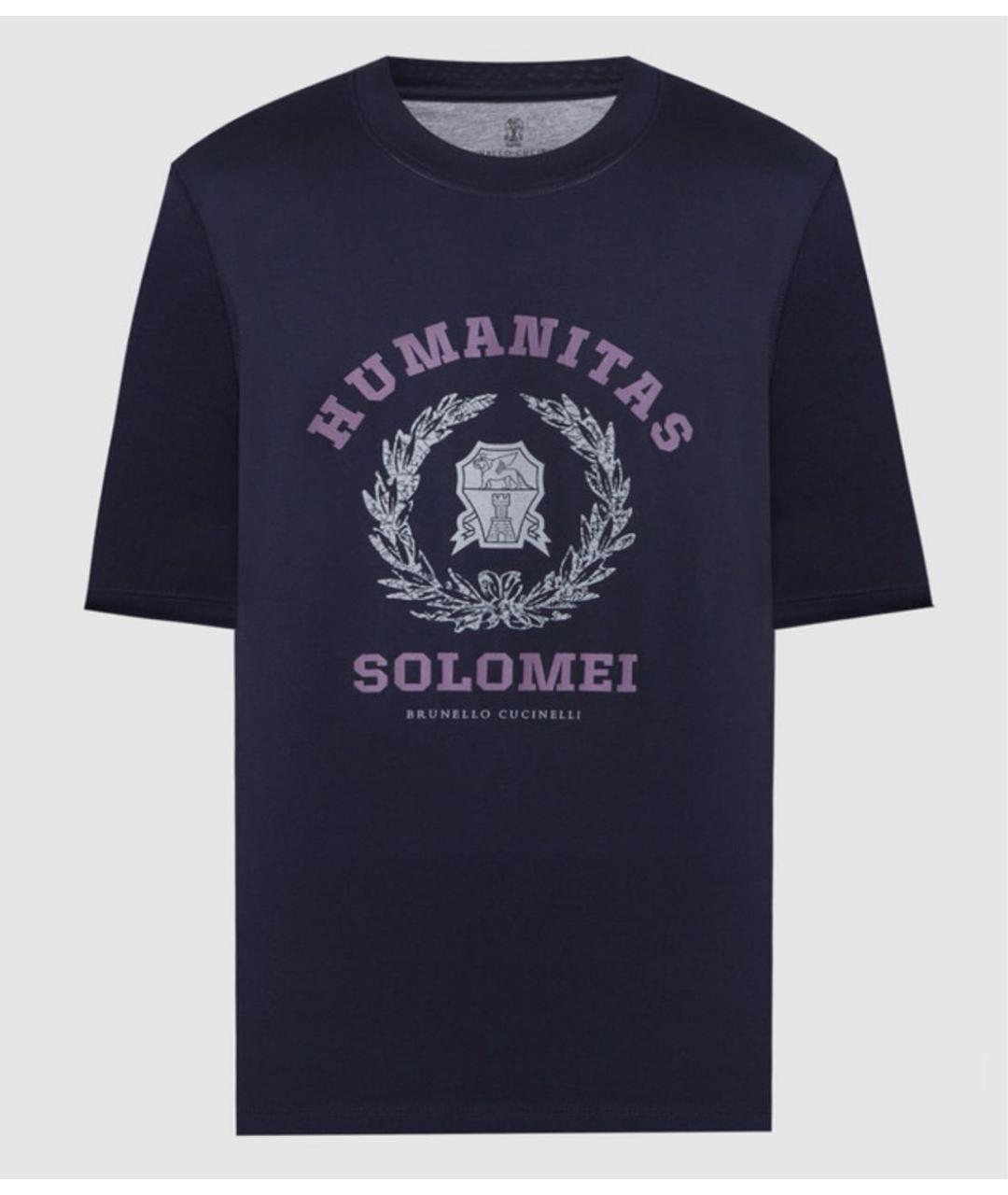 BRUNELLO CUCINELLI Темно-синяя хлопковая футболка, фото 5