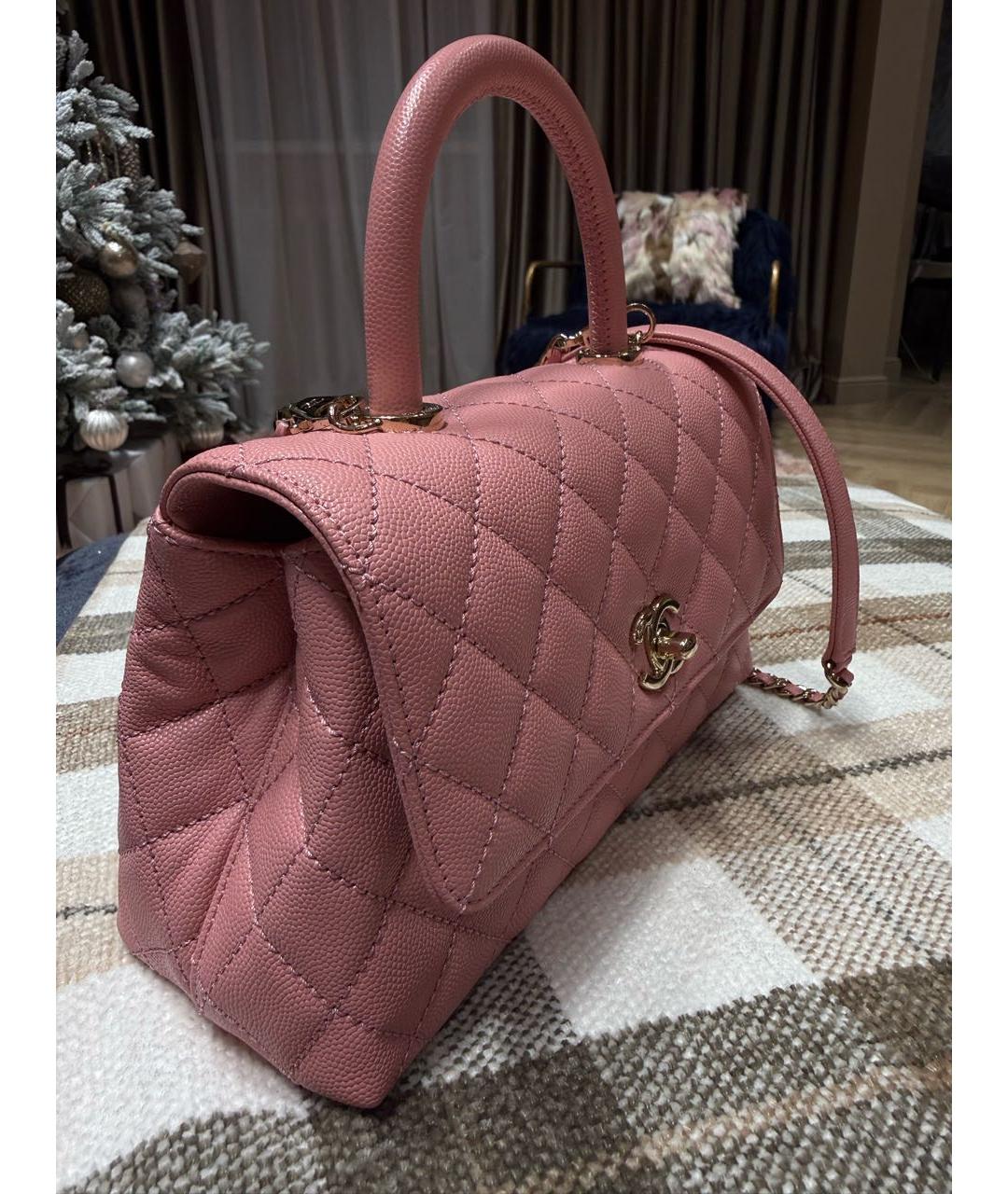 CHANEL Розовая кожаная сумка с короткими ручками, фото 2