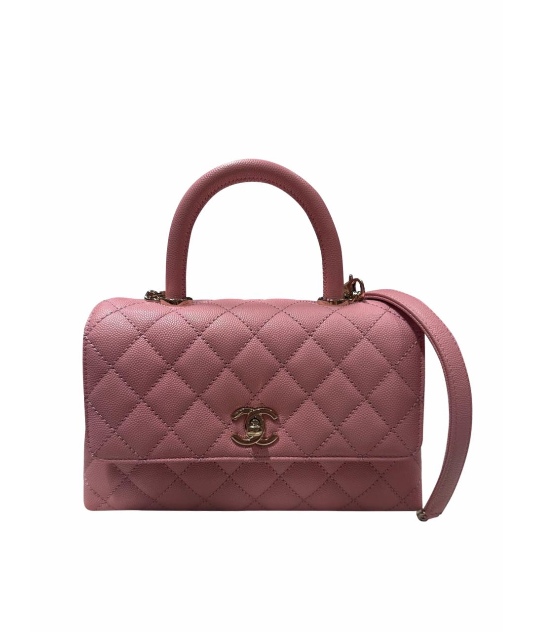 CHANEL Розовая кожаная сумка с короткими ручками, фото 1