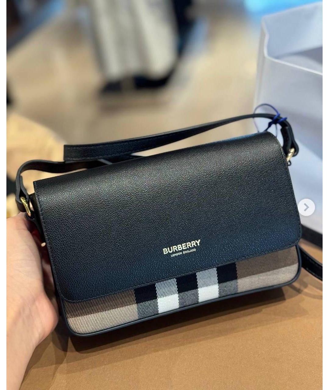 BURBERRY Черная кожаная сумка через плечо, фото 6