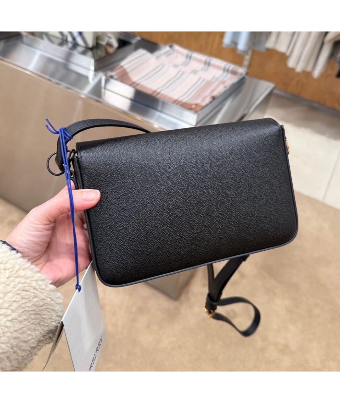 BURBERRY Черная кожаная сумка через плечо, фото 3