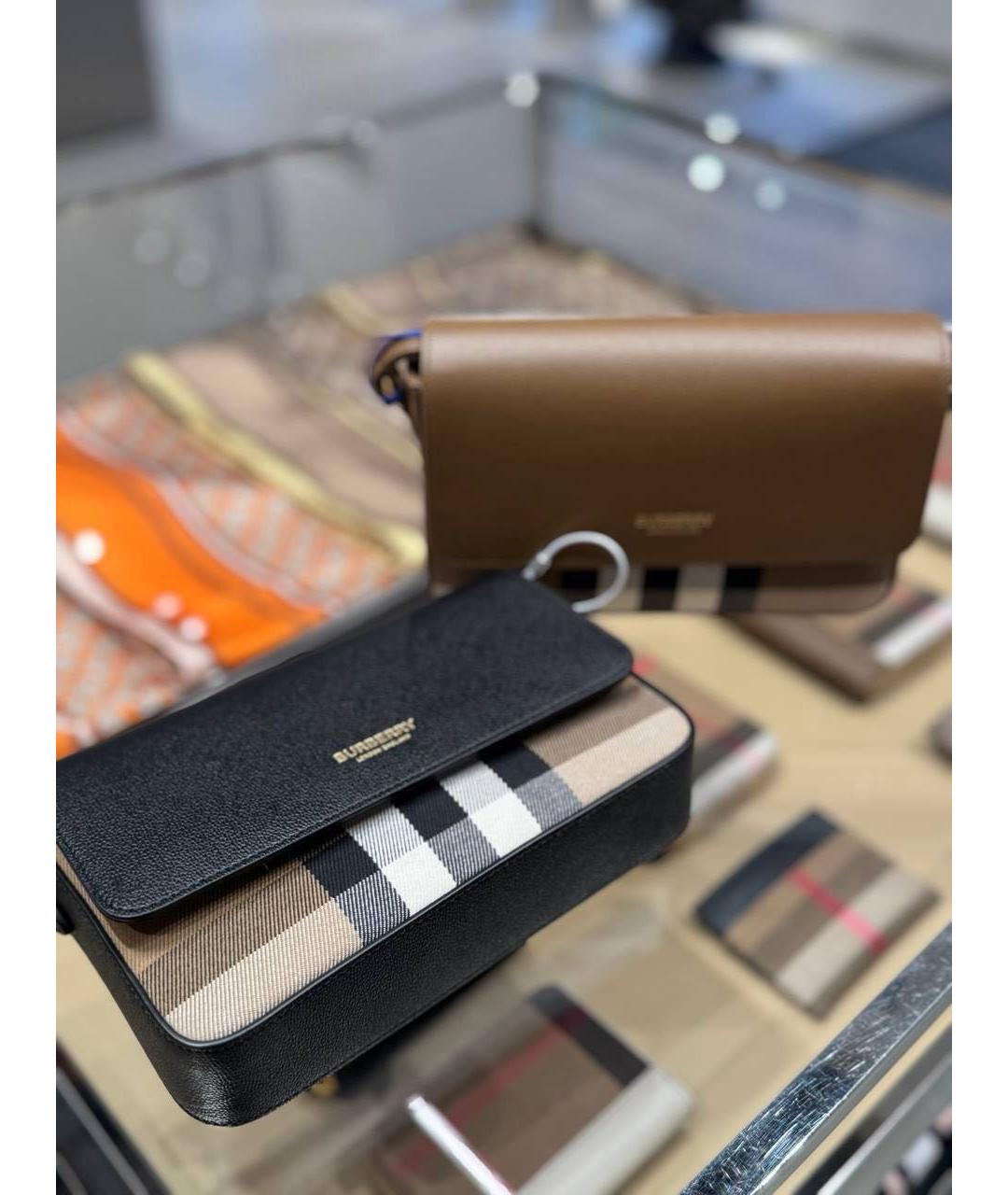 BURBERRY Черная кожаная сумка через плечо, фото 7