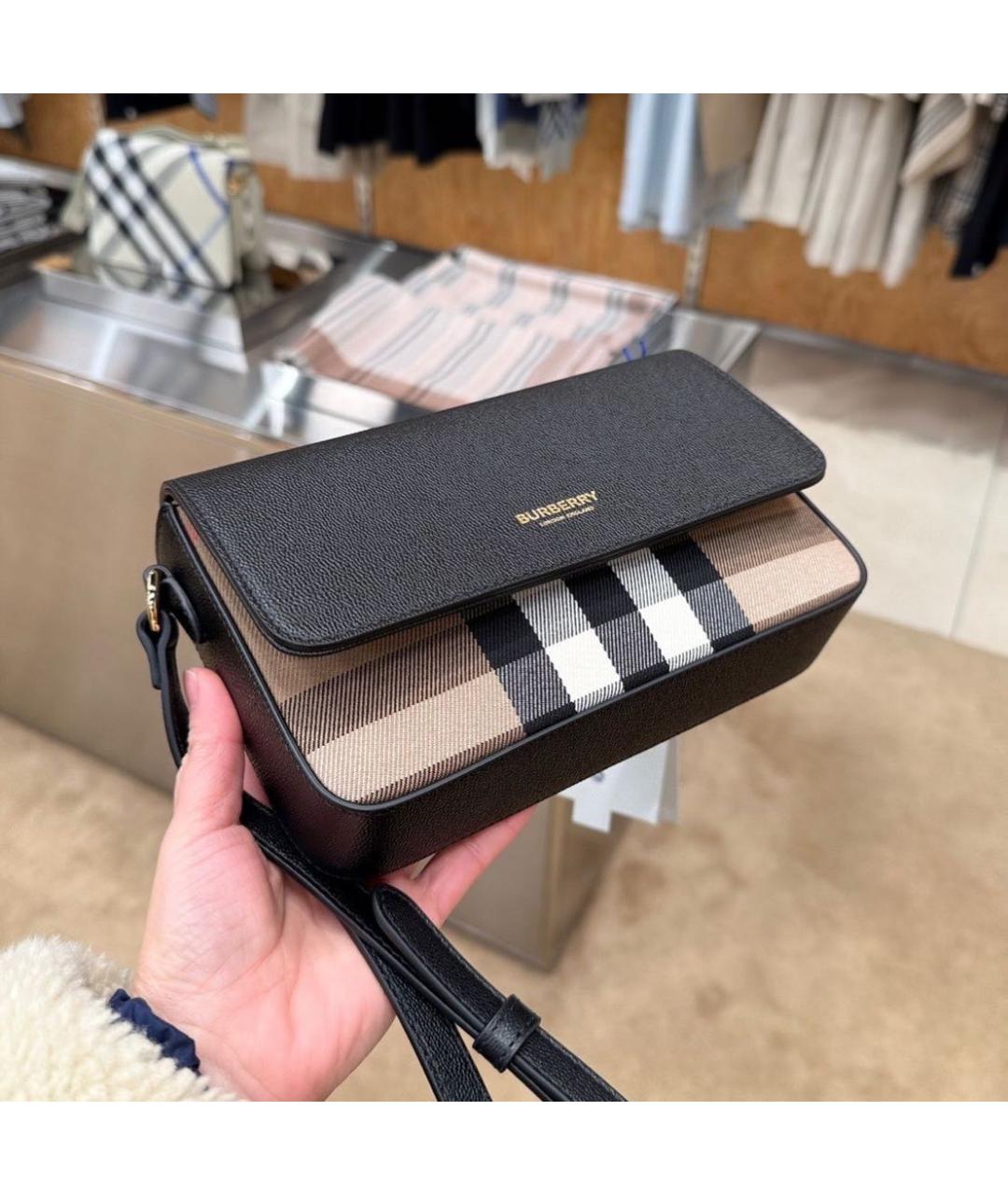 BURBERRY Черная кожаная сумка через плечо, фото 2