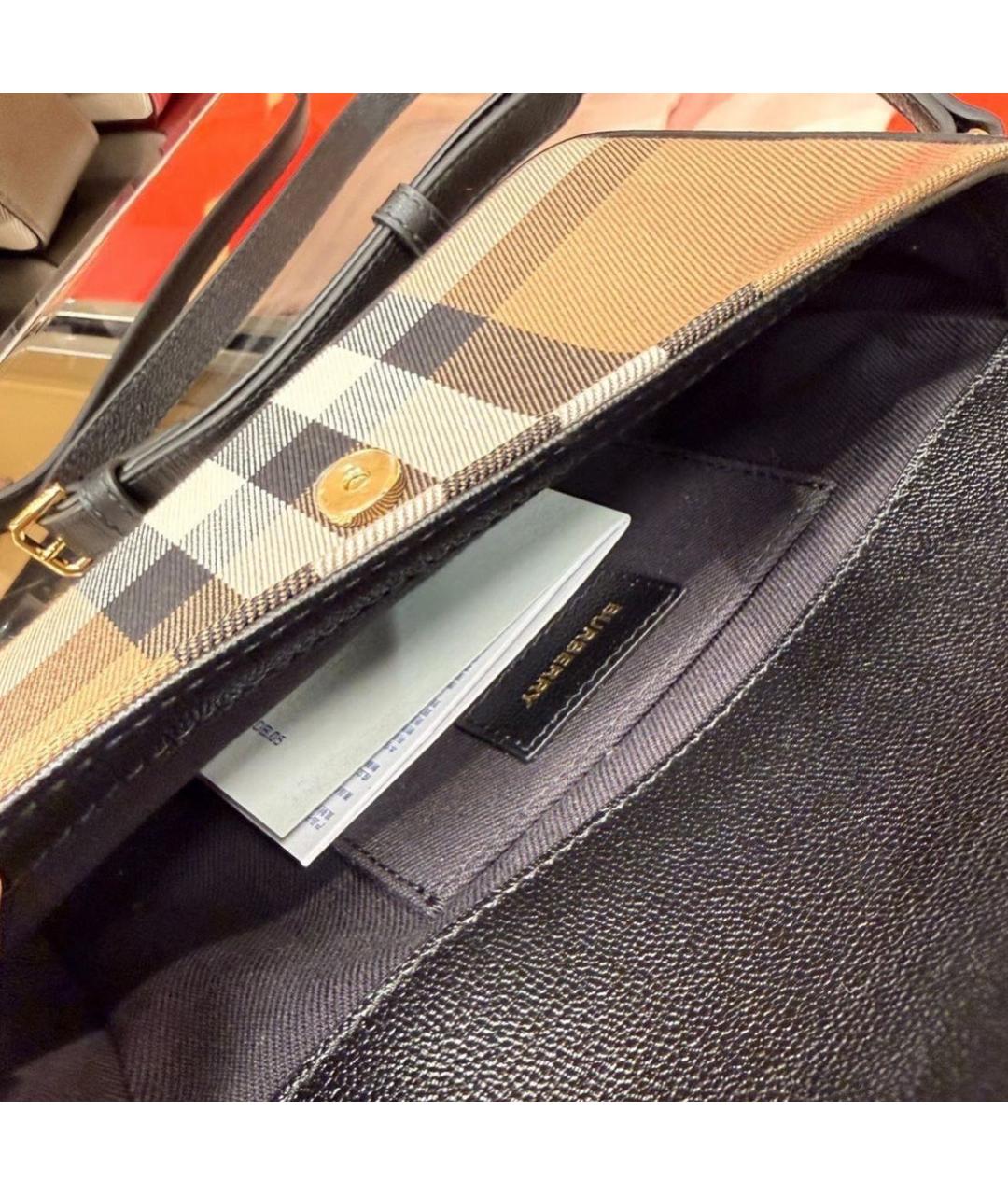 BURBERRY Черная кожаная сумка через плечо, фото 5