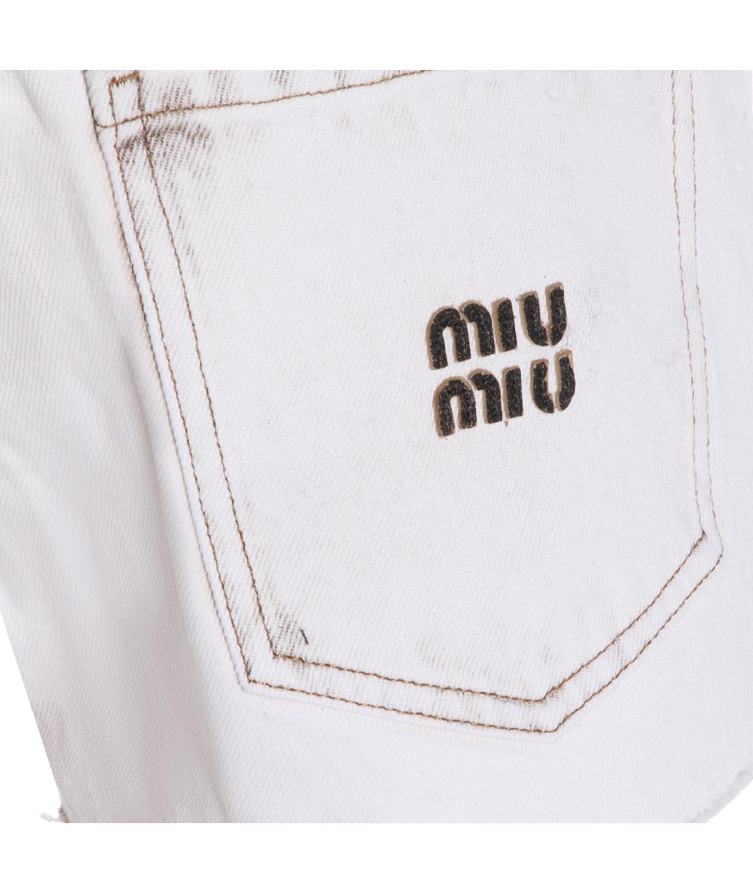 MIU MIU Белые хлопковые шорты, фото 3