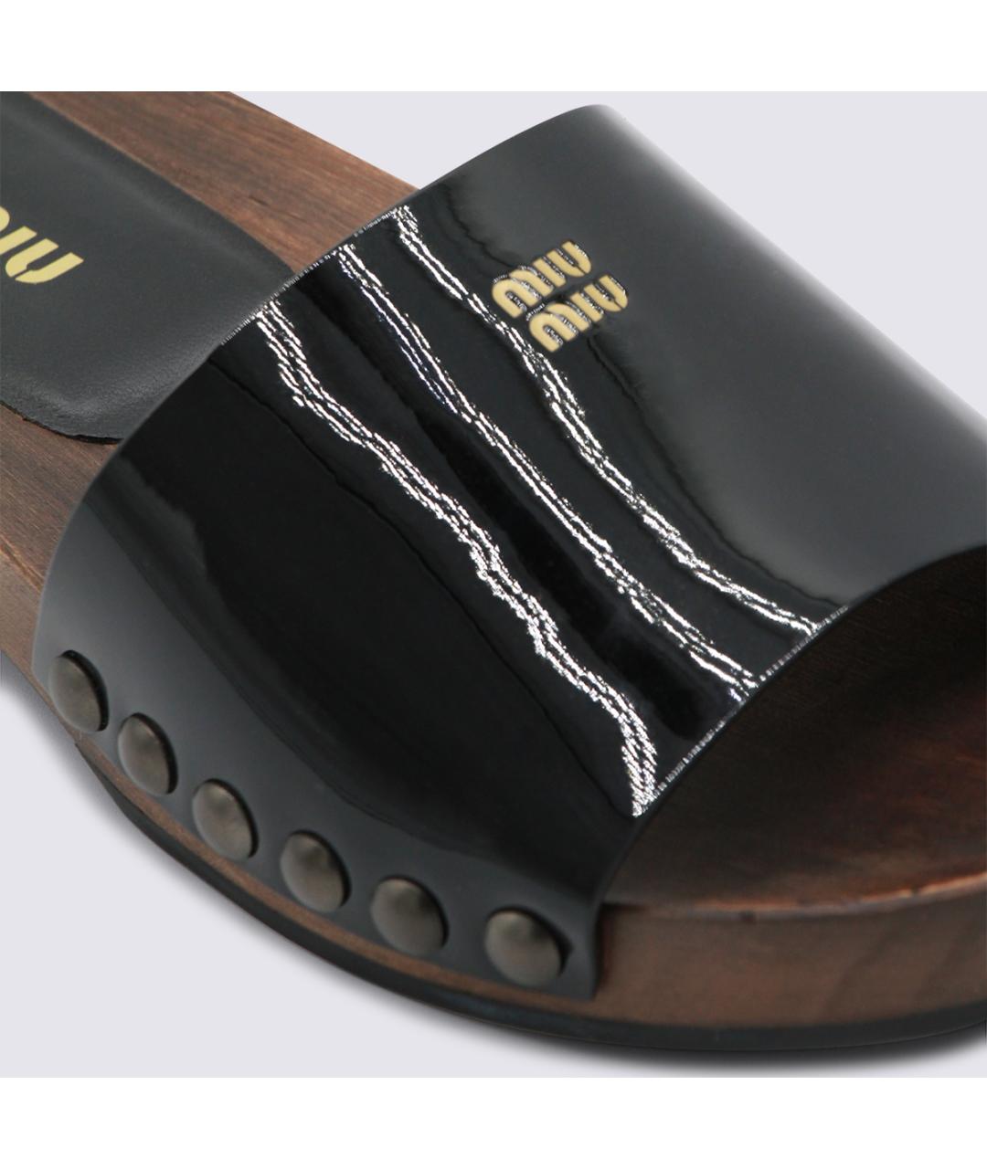 MIU MIU Черные кожаные мюли, фото 4
