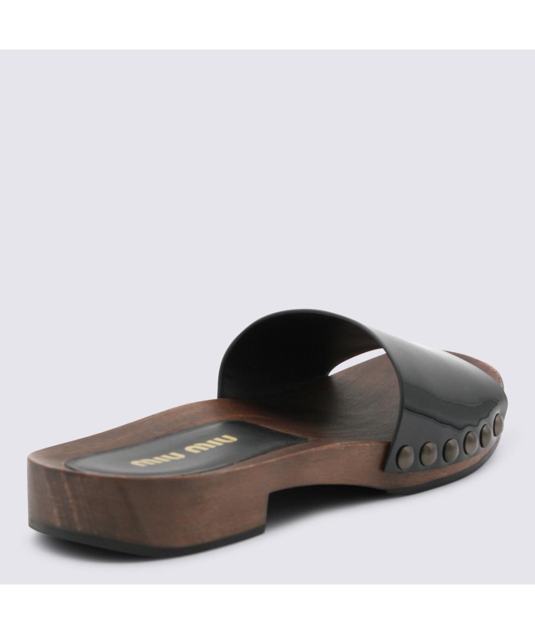 MIU MIU Черные кожаные мюли, фото 3