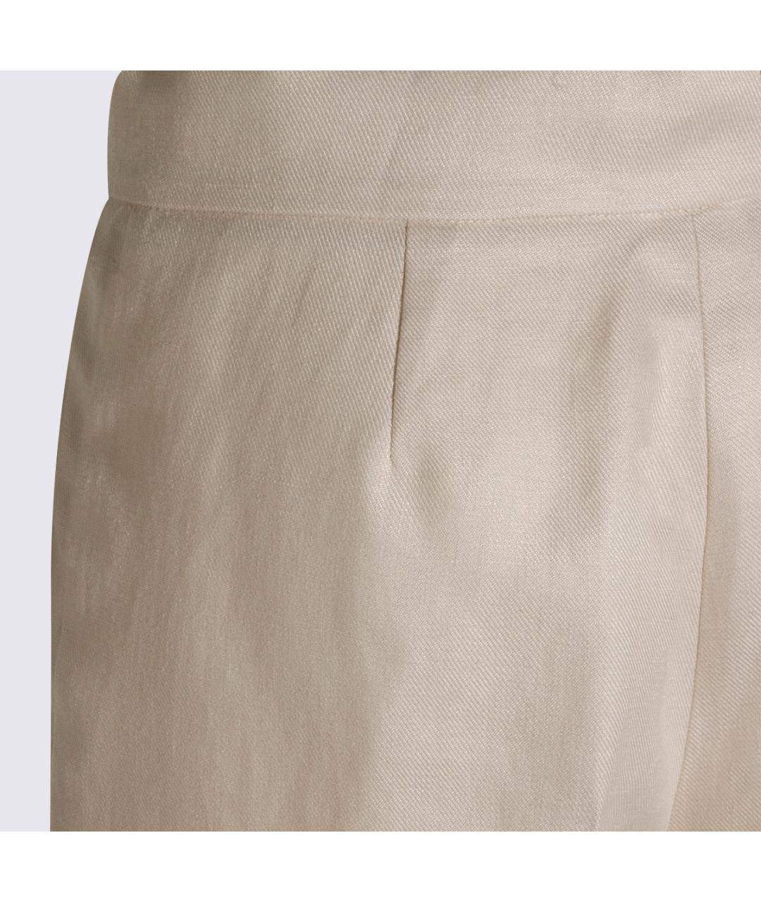 MAX MARA Бежевые льняные прямые брюки, фото 4