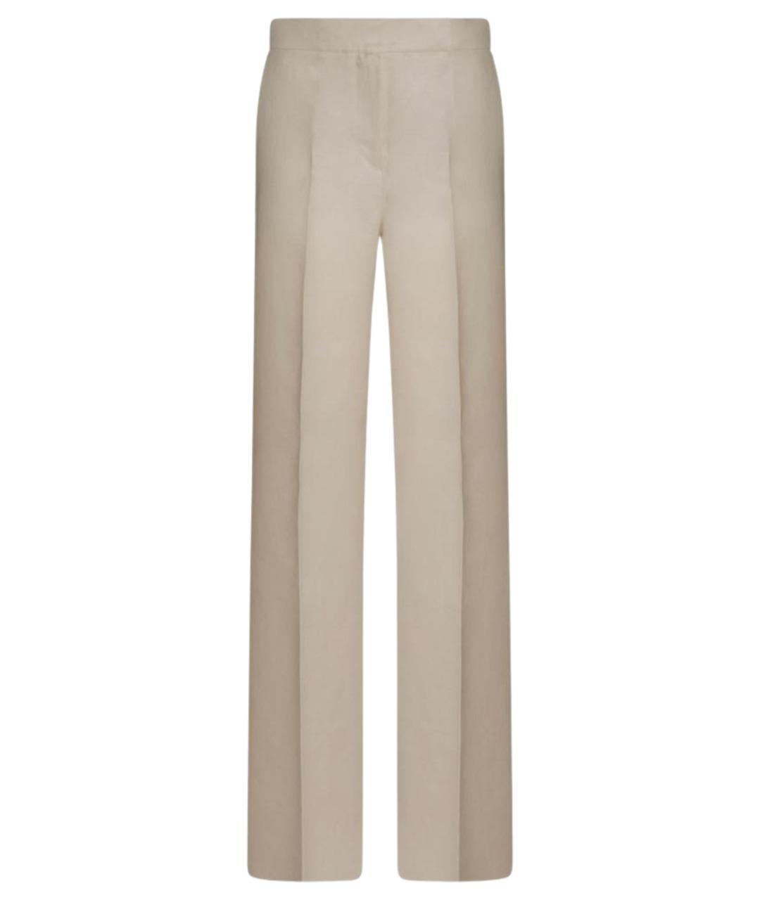 MAX MARA Бежевые льняные прямые брюки, фото 1