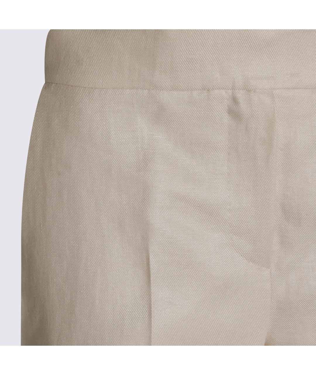 MAX MARA Бежевые льняные прямые брюки, фото 3