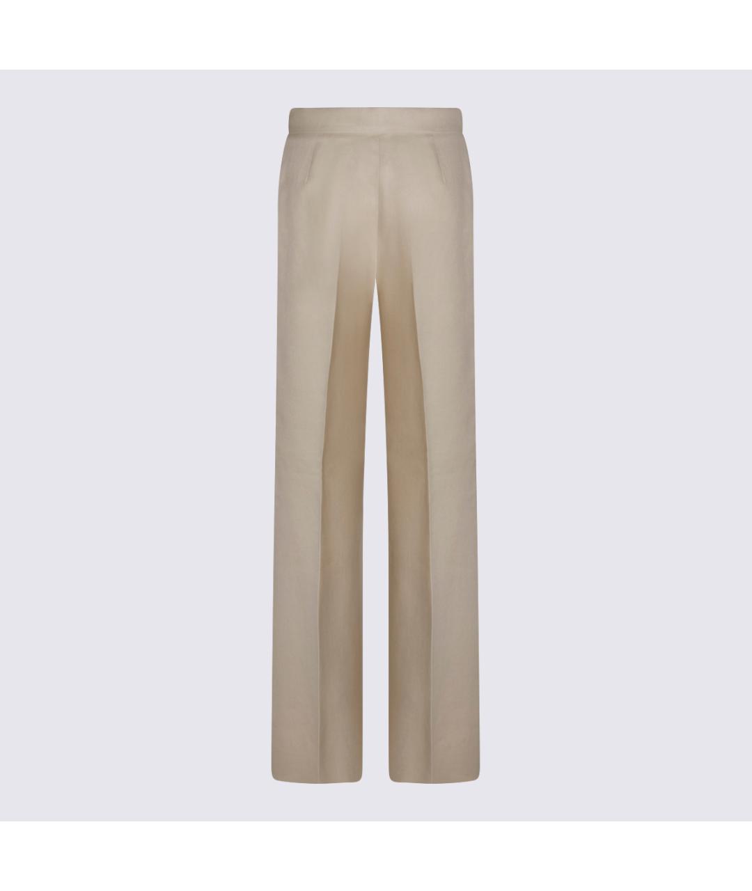 MAX MARA Бежевые льняные прямые брюки, фото 2