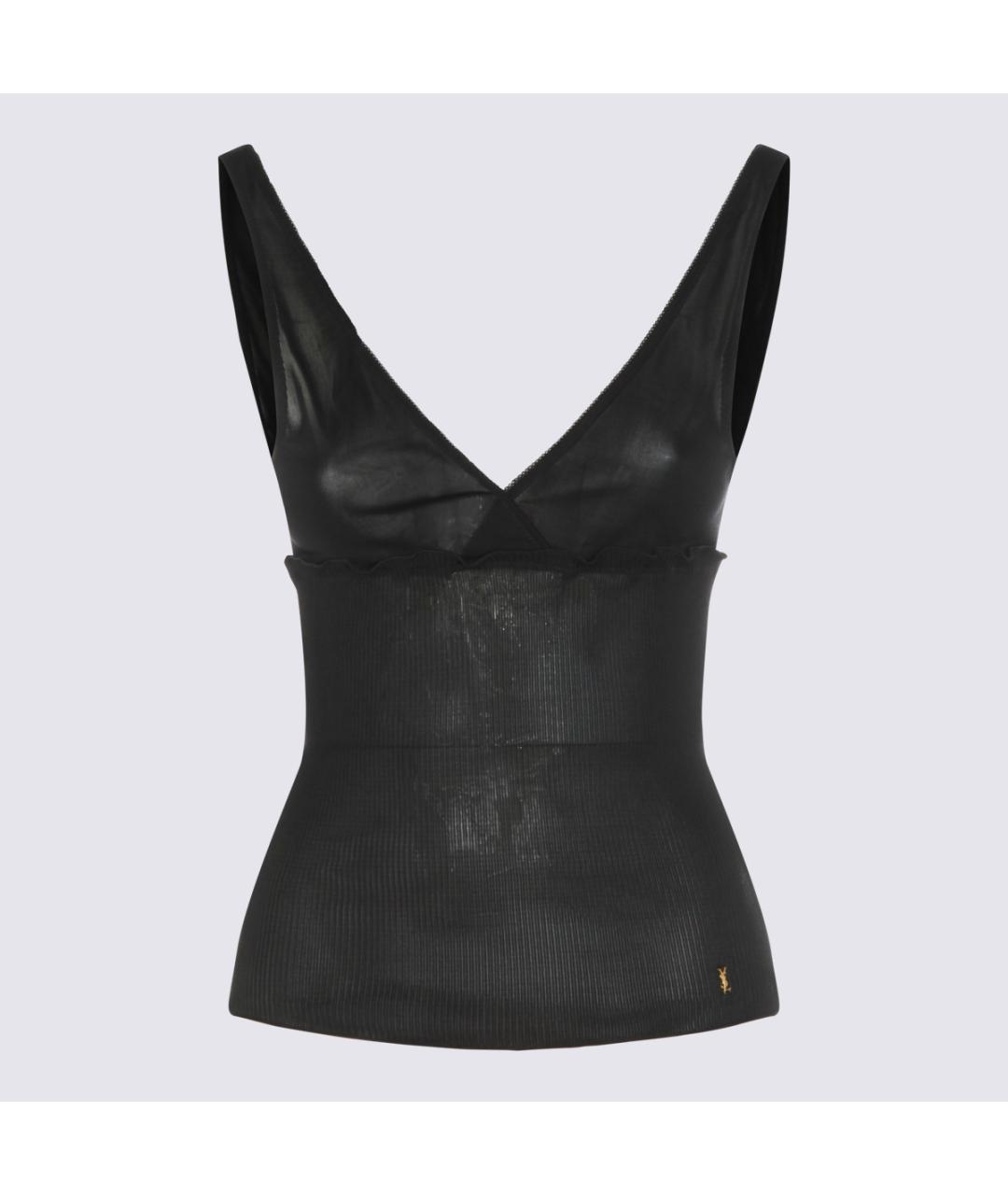 SAINT LAURENT Черная шелковая майка, фото 5