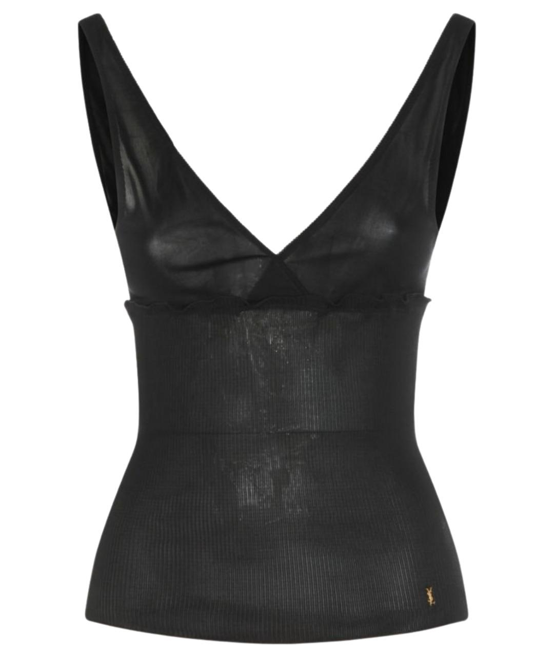 SAINT LAURENT Черная шелковая майка, фото 1