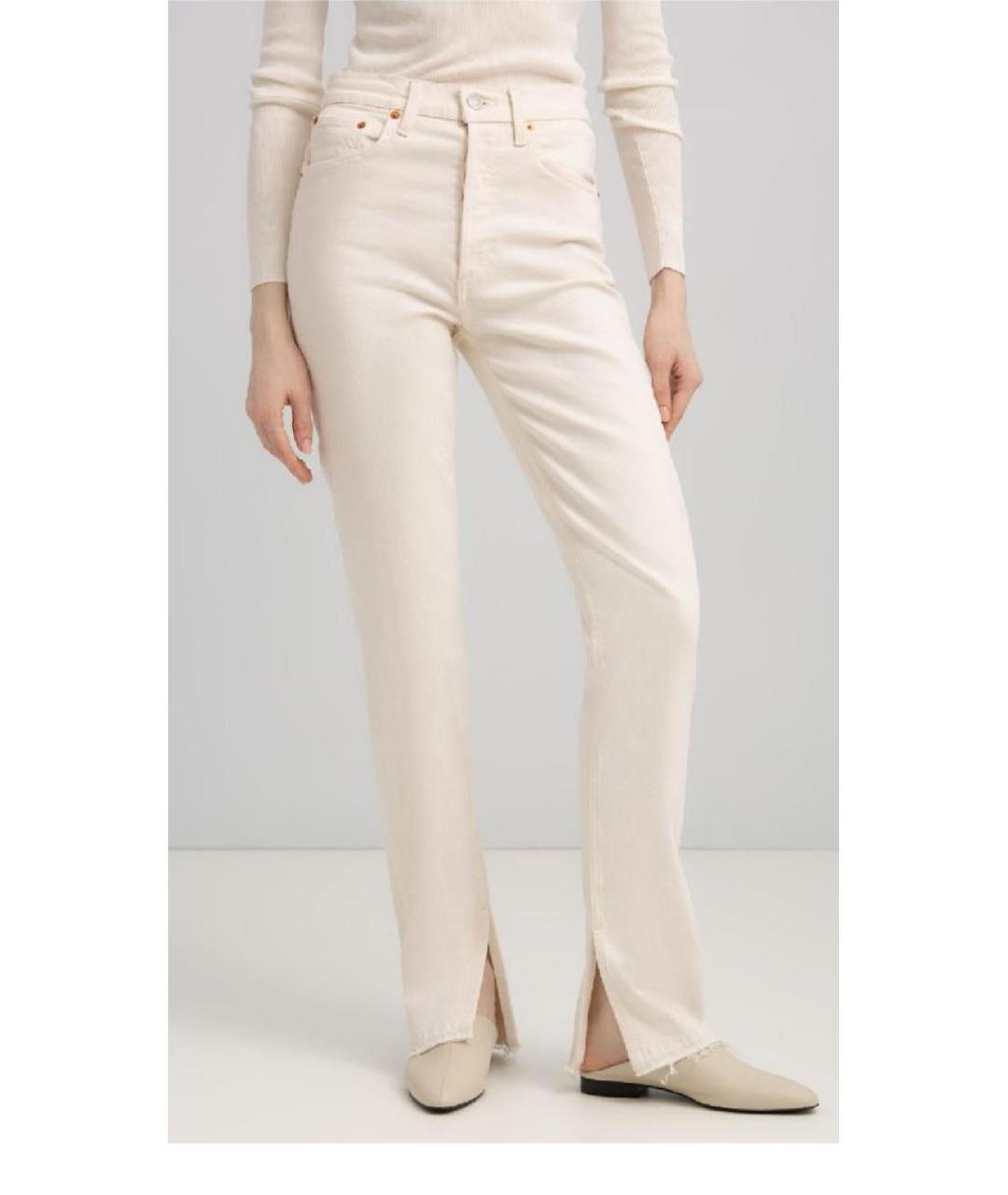 RE/DONE Бежевые хлопковые джинсы слим, фото 5