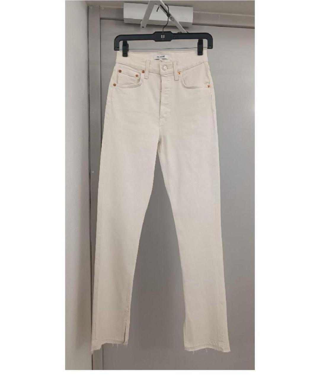 RE/DONE Бежевые хлопковые джинсы слим, фото 8