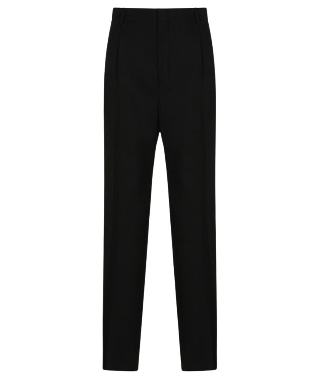 SAINT LAURENT Черные шерстяные прямые брюки, фото 1