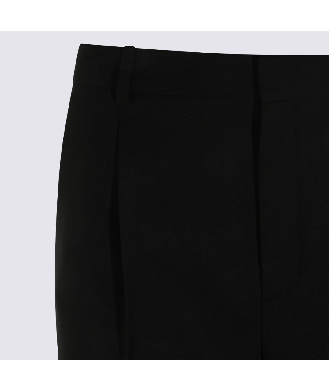 SAINT LAURENT Черные шерстяные прямые брюки, фото 3