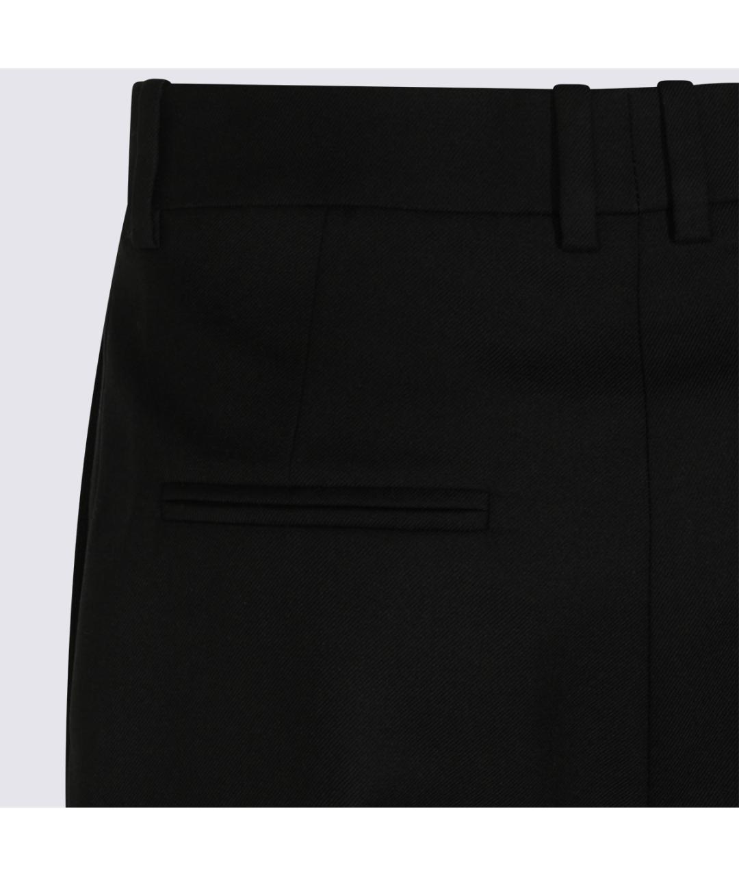 SAINT LAURENT Черные шерстяные прямые брюки, фото 4