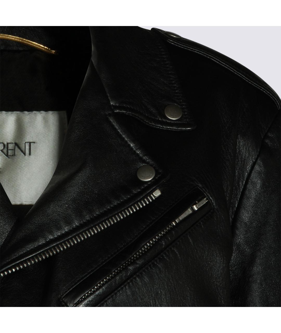 SAINT LAURENT Черная кожаная куртка, фото 4