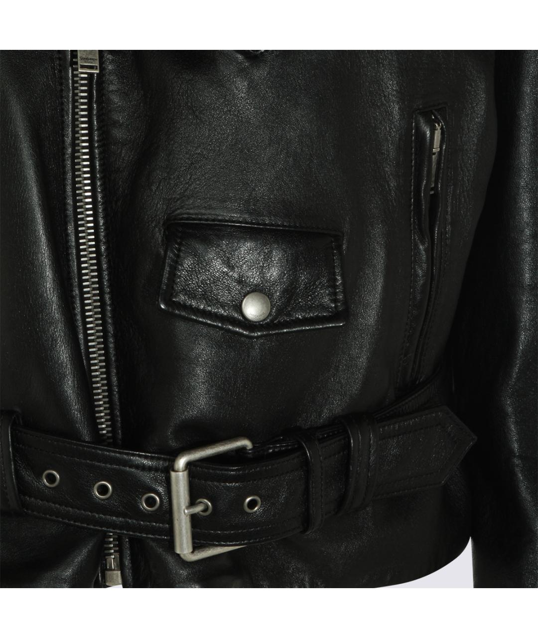 SAINT LAURENT Черная кожаная куртка, фото 3