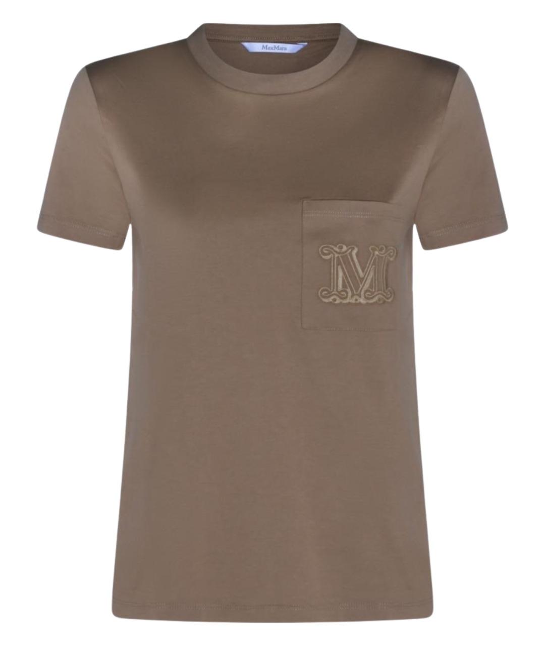 MAX MARA Бежевая хлопковая футболка, фото 1