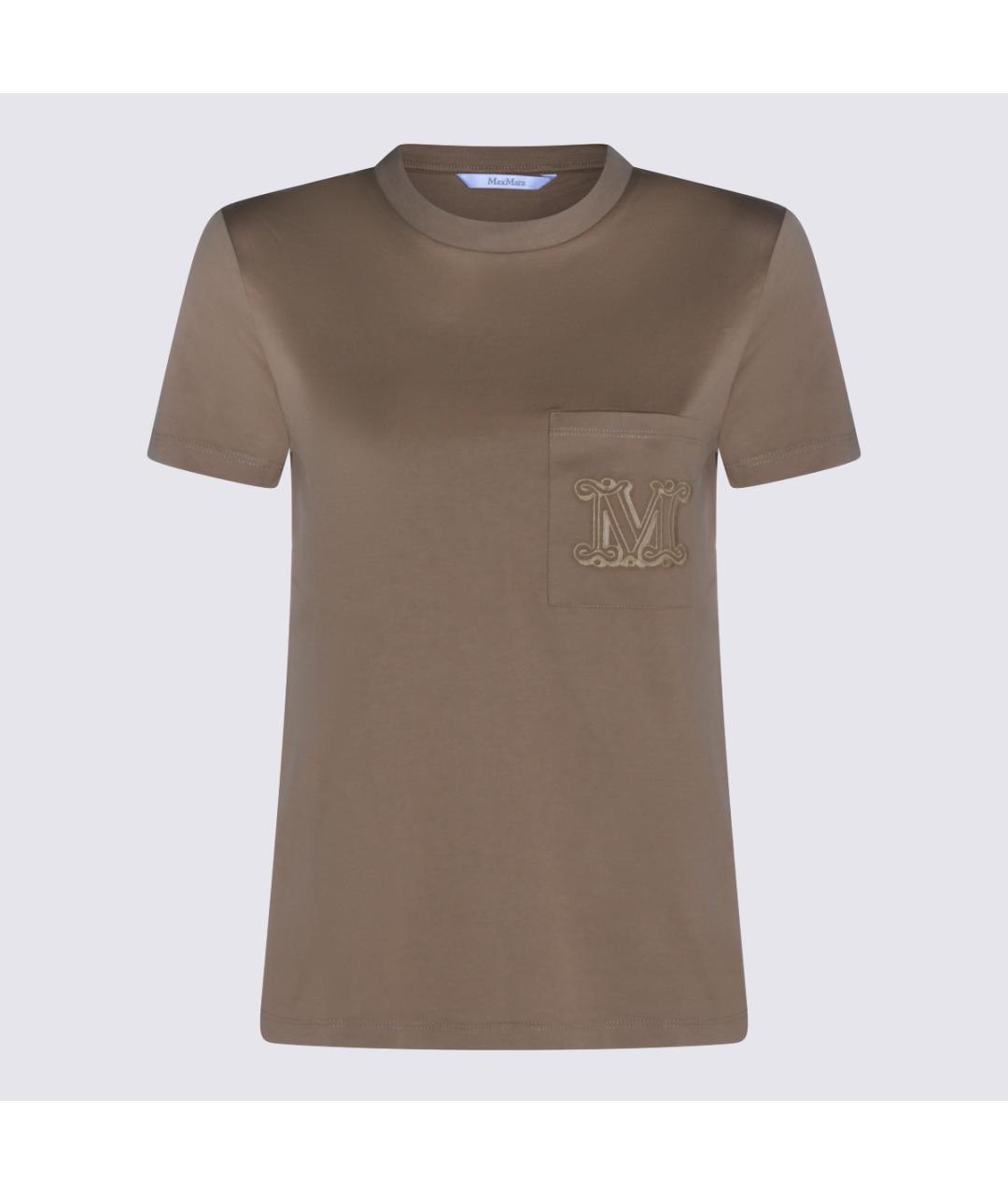 MAX MARA Бежевая хлопковая футболка, фото 4