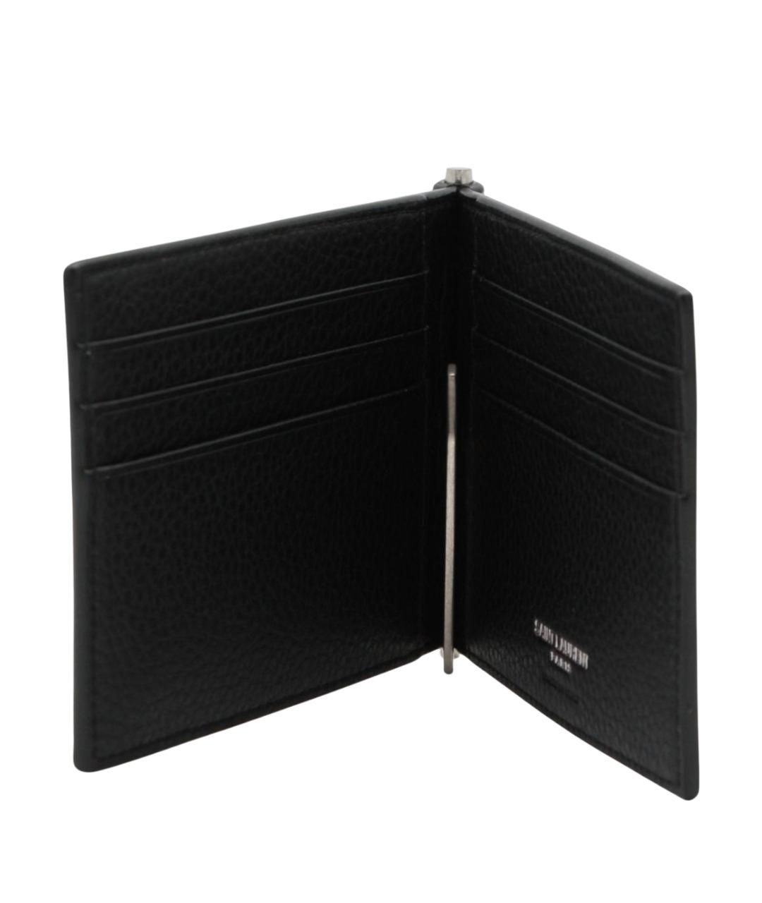 SAINT LAURENT Черный кожаный кошелек, фото 2