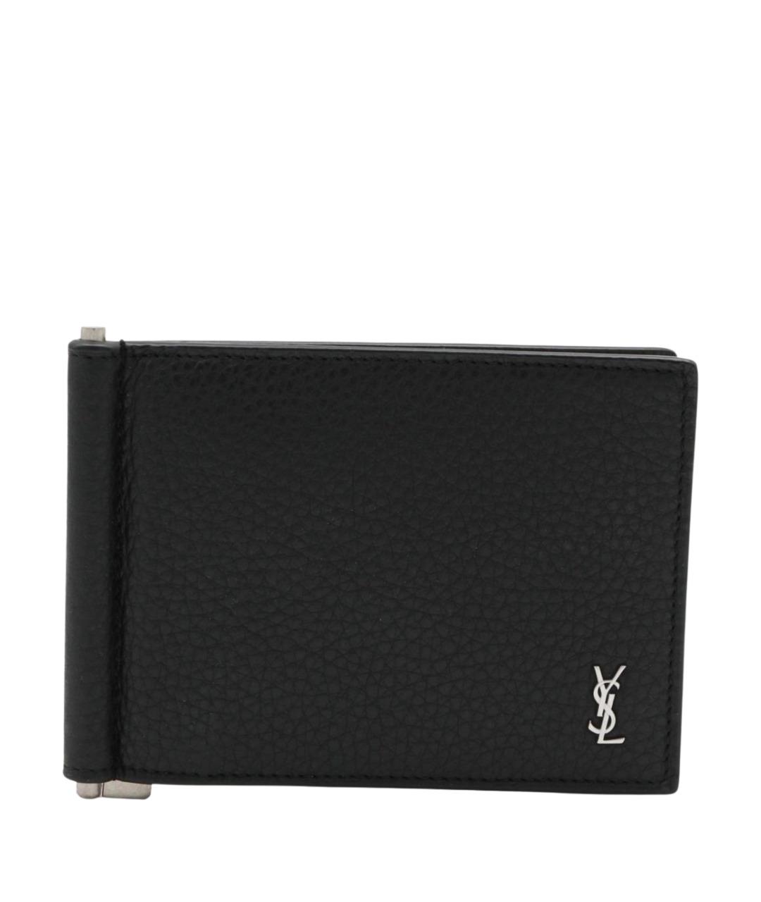 SAINT LAURENT Черный кожаный кошелек, фото 1