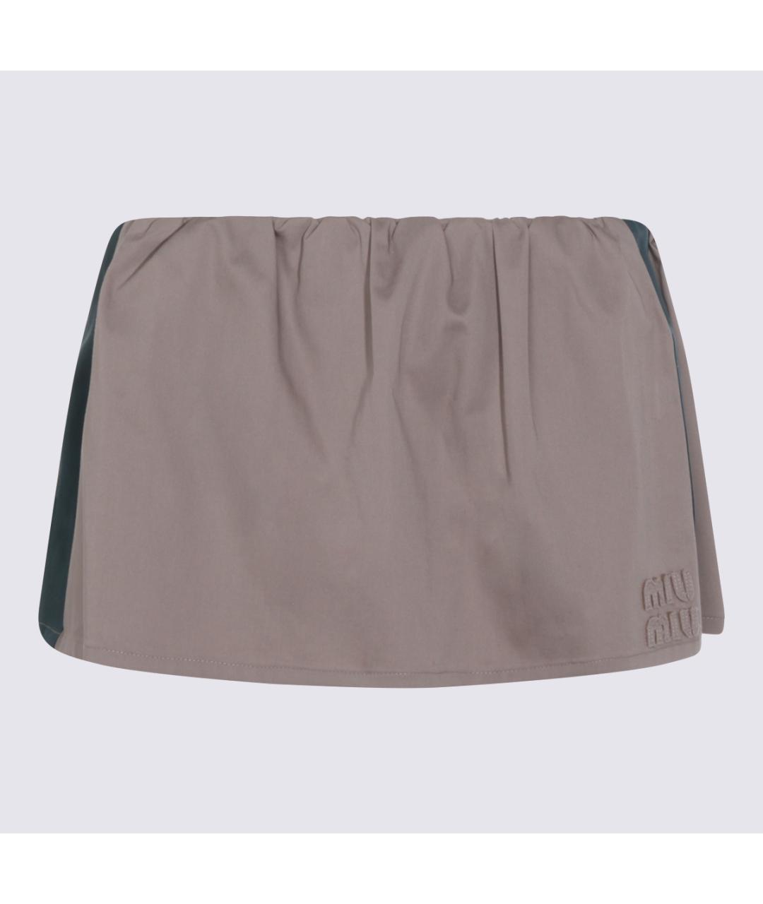 MIU MIU Бежевая хлопковая юбка мини, фото 4