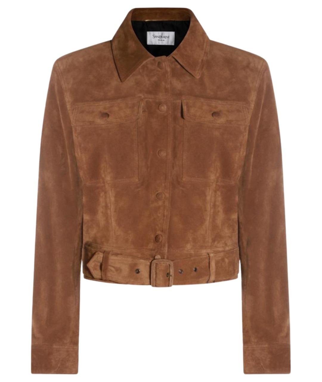 SAINT LAURENT Коричневая замшевая куртка, фото 1