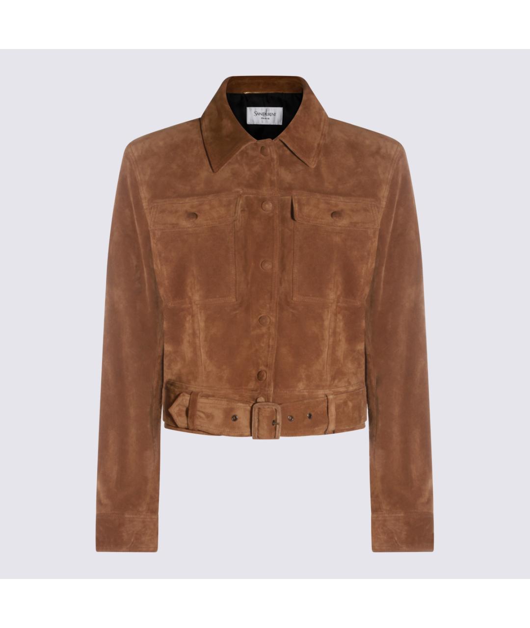 SAINT LAURENT Коричневая замшевая куртка, фото 5