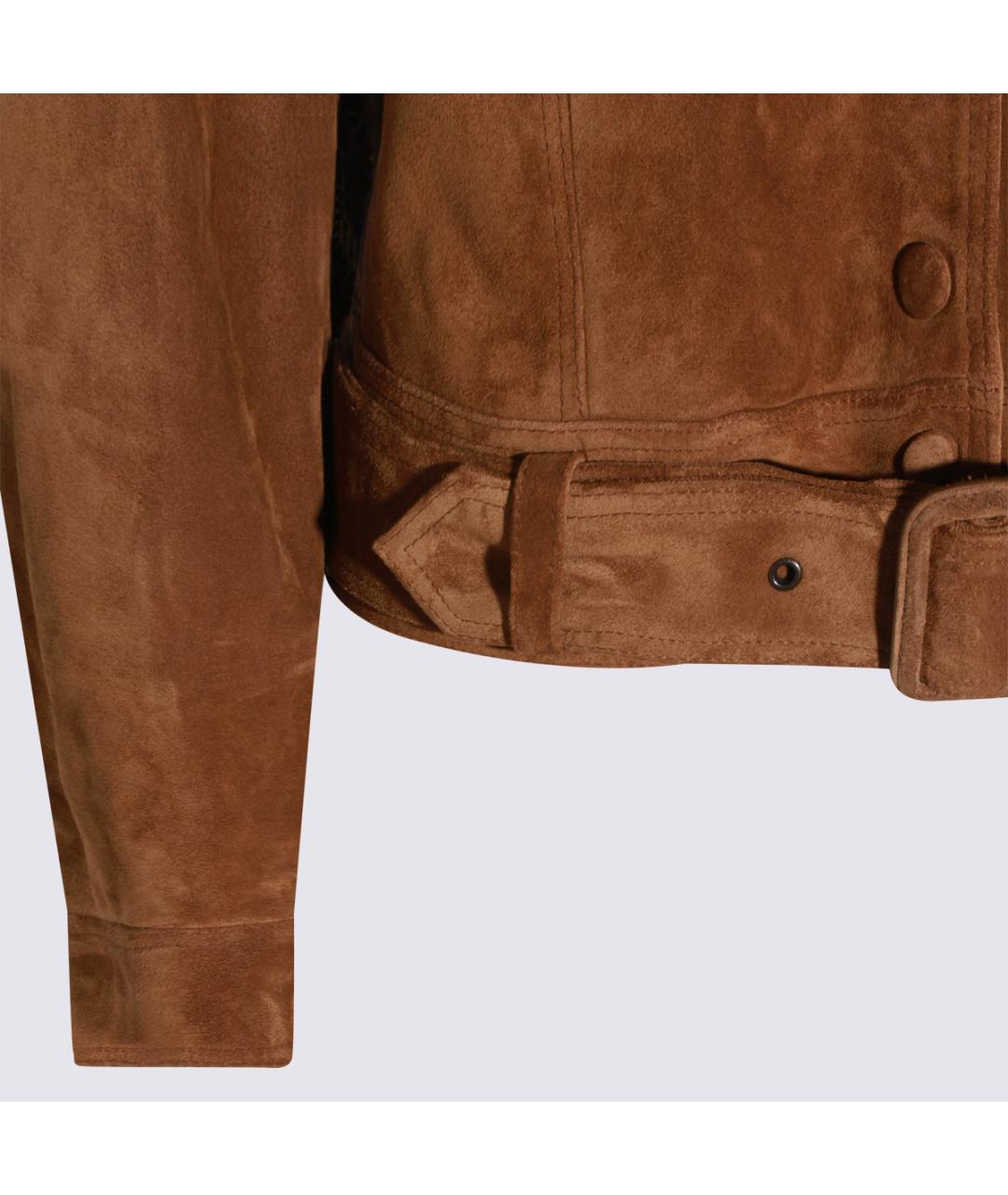 SAINT LAURENT Коричневая замшевая куртка, фото 4