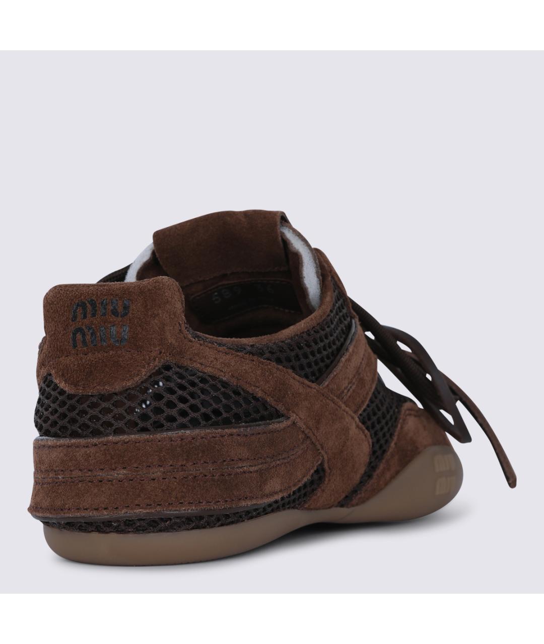 MIU MIU Коричневые текстильные кроссовки, фото 3